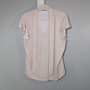 Adrianna Papell Pink Patterned V Neck Blouse